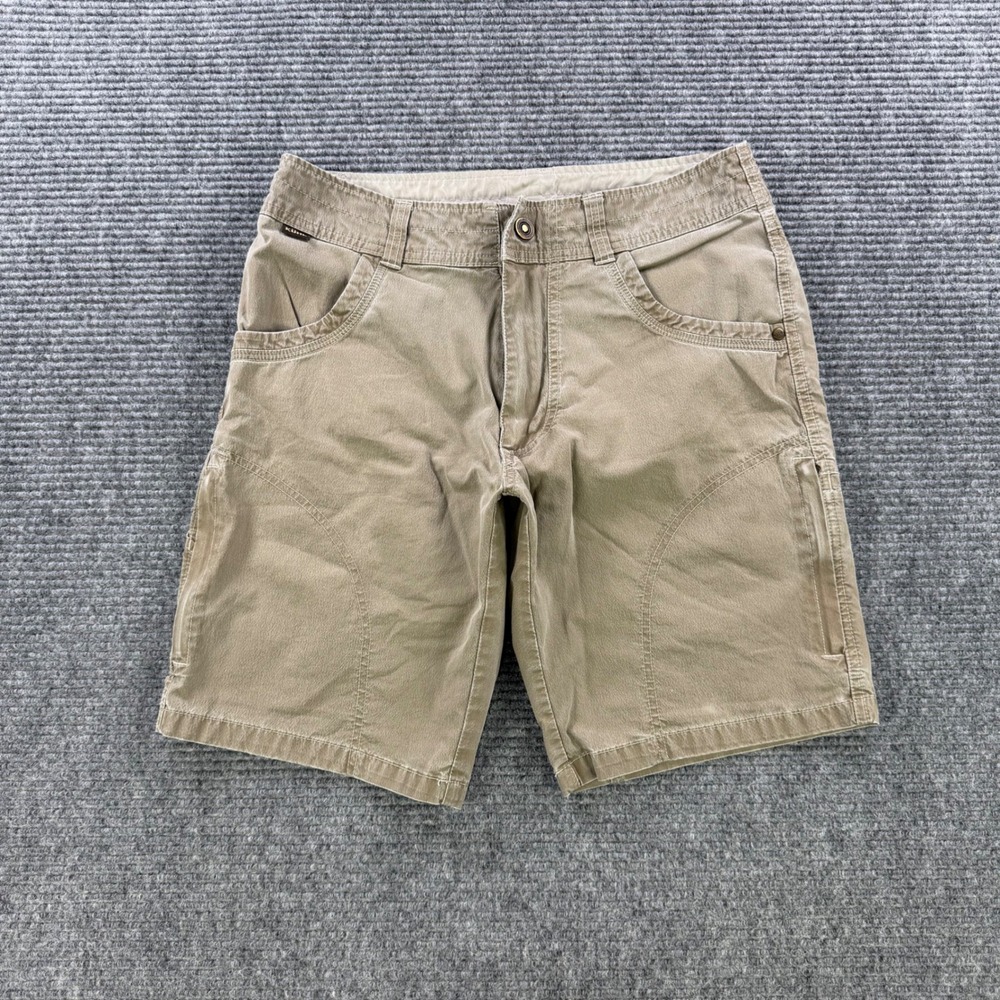Kuhl Ramblr Khaki Tan Cargo Shorts Men 30 Articulated Stretch Outdoor Hike Trail